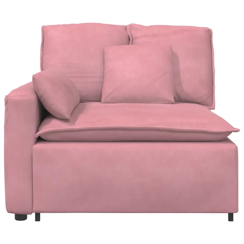 Modulinė sofa su porankiu ir pagalvėlėmis, rožinė, 100 cm