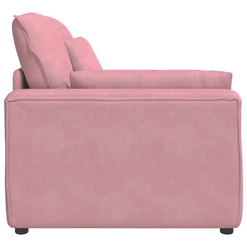 Modulinė sofa su porankiu ir pagalvėlėmis, rožinė, 100 cm