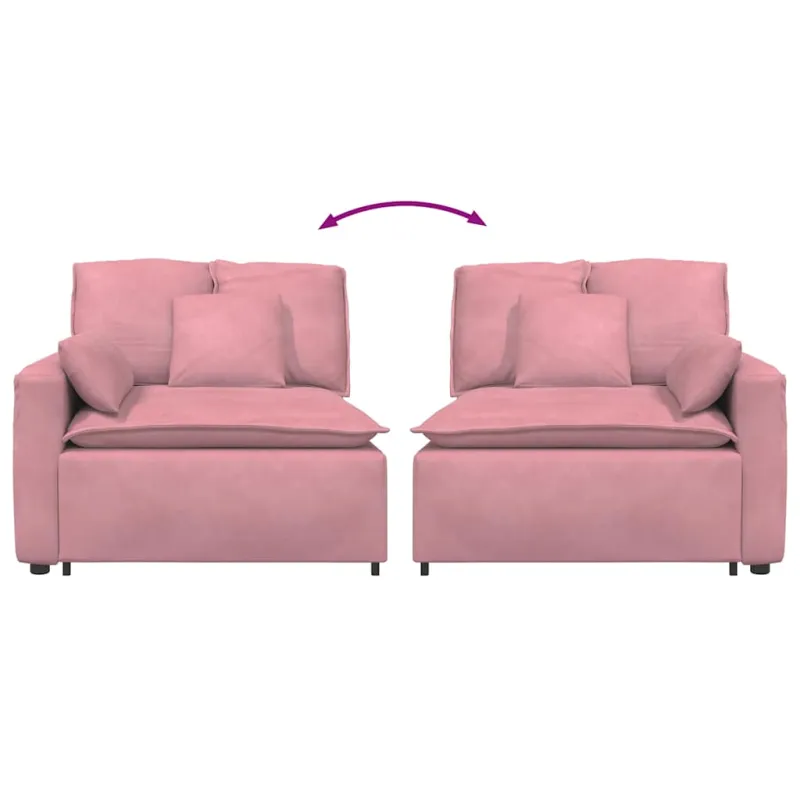 Modulinė sofa su porankiu ir pagalvėlėmis, rožinė, 100 cm
