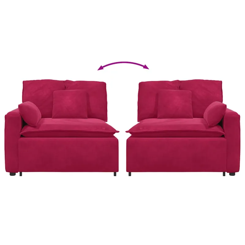 Modulinė sofa su porankiu, vyno raudonos spalvos, 100 cm