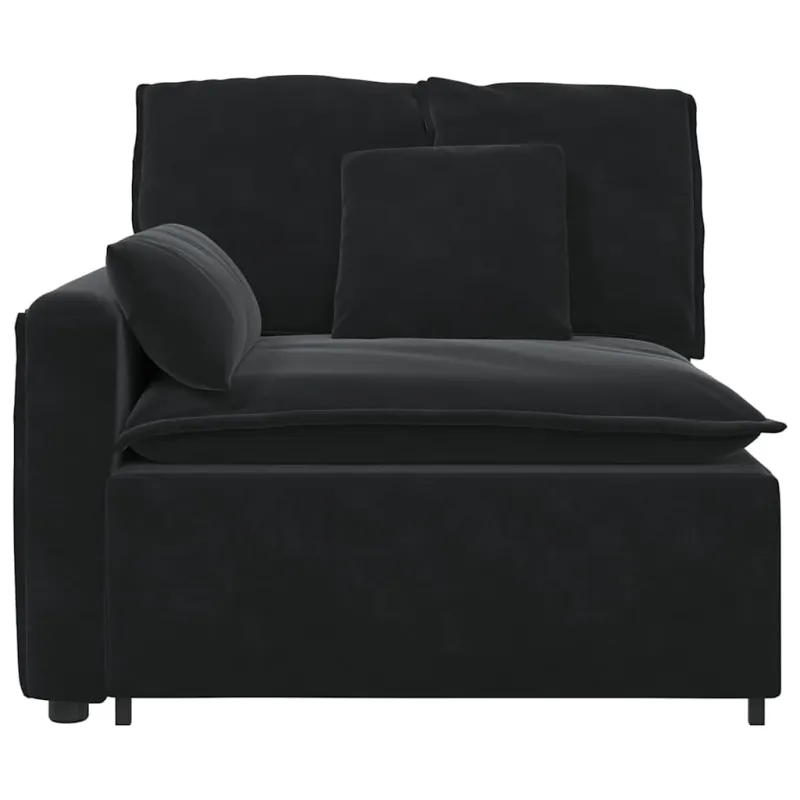 Modulinė sofa su porankiu ir pagalvėlėmis, juoda, 100 cm