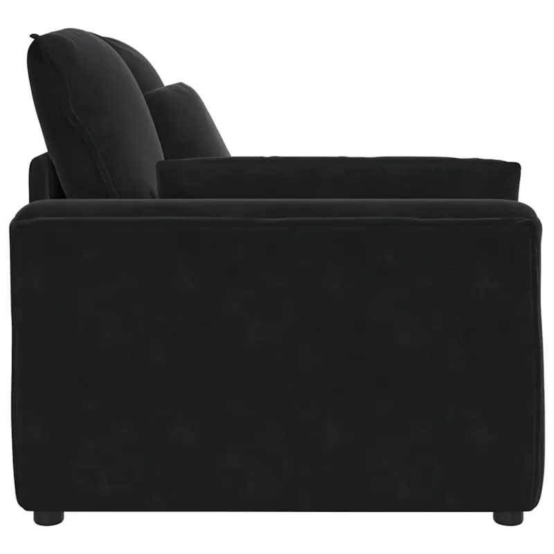 Modulinė sofa su porankiu ir pagalvėlėmis, juoda, 100 cm