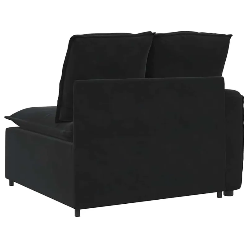 Modulinė sofa su porankiu ir pagalvėlėmis, juoda, 100 cm