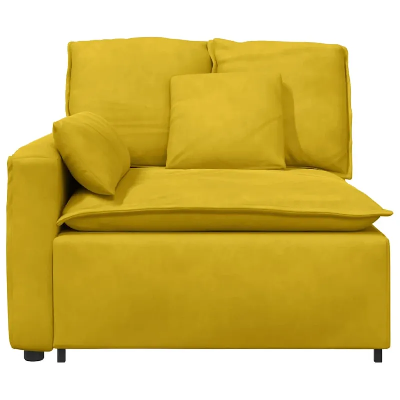 Modulinė sofa su porankiu ir pagalvėlėmis, geltona, 100 cm