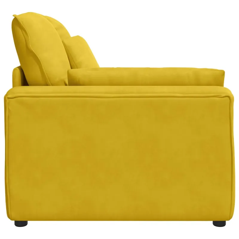 Modulinė sofa su porankiu ir pagalvėlėmis, geltona, 100 cm