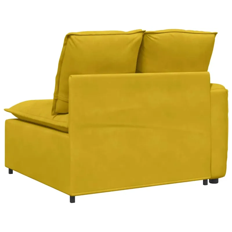 Modulinė sofa su porankiu ir pagalvėlėmis, geltona, 100 cm