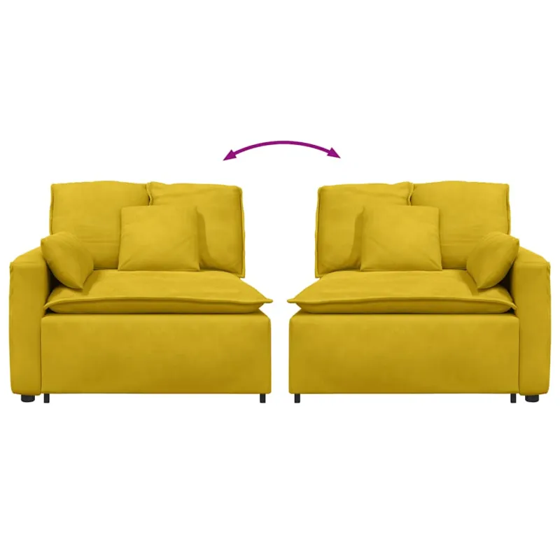 Modulinė sofa su porankiu ir pagalvėlėmis, geltona, 100 cm