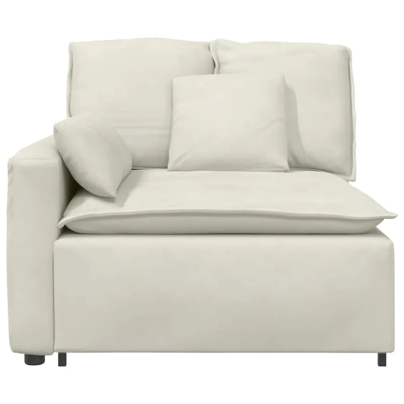 Modulinė sofa su porankiu ir pagalvėlėmis, kreminės spalvos, 100 cm