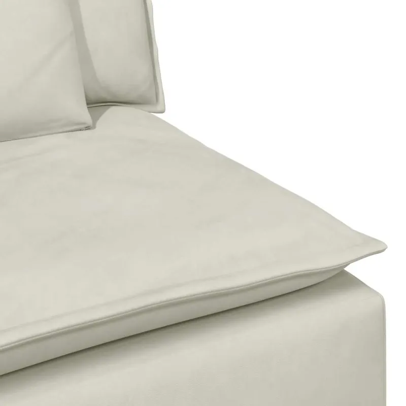 Modulinė sofa su porankiu ir pagalvėlėmis, kreminės spalvos, 100 cm