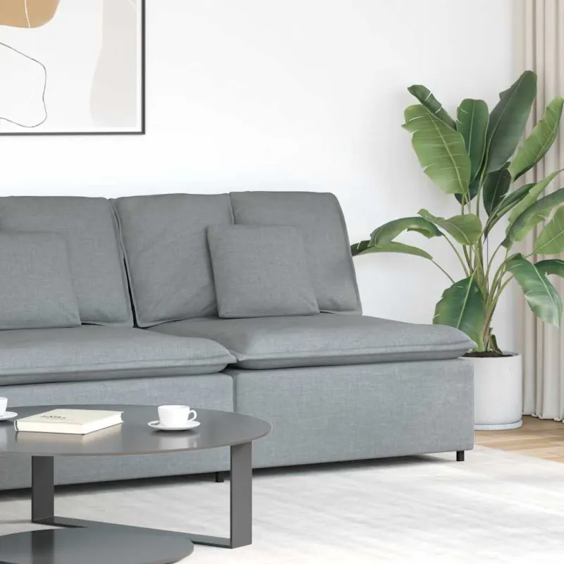 Modulinė sofa su pagalvėlėmis, šviesiai pilka, 100 cm
