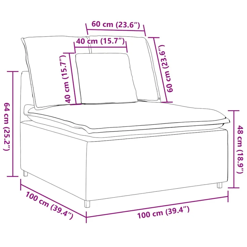 Modulinė sofa su pagalvėlėmis, juoda, 100 cm