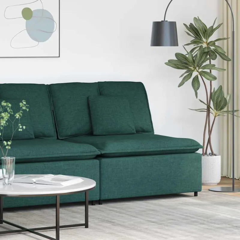 Modulinė sofa su pagalvėlėmis, tamsiai žalia, 100 cm