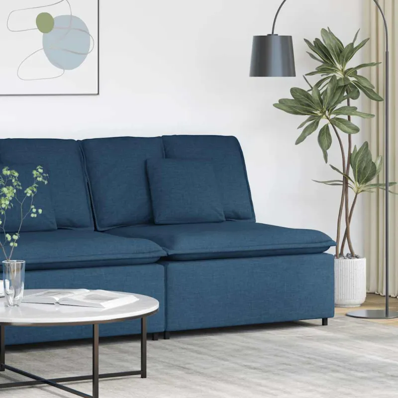 Modulinė sofa su pagalvėlėmis, mėlyna, 100 cm