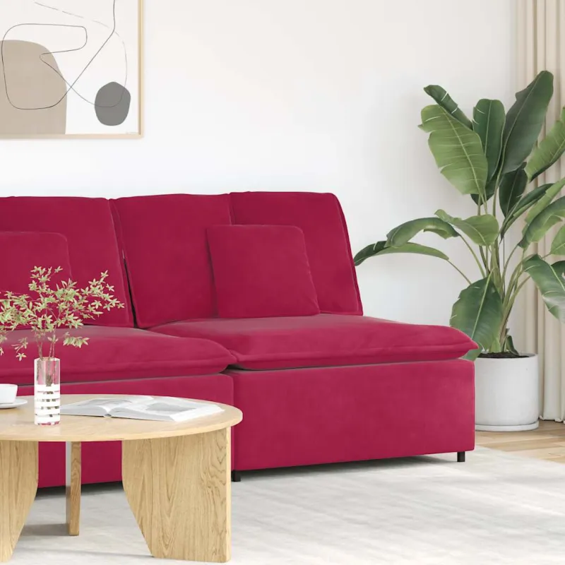 Modulinė sofa su pagalvėlėmis, vyno raudonumo, 100 cm