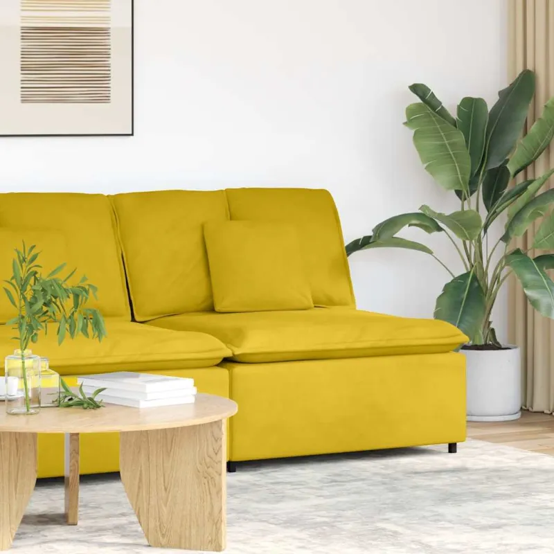 Modulinė sofa su pagalvėlėmis, geltona, 100 cm