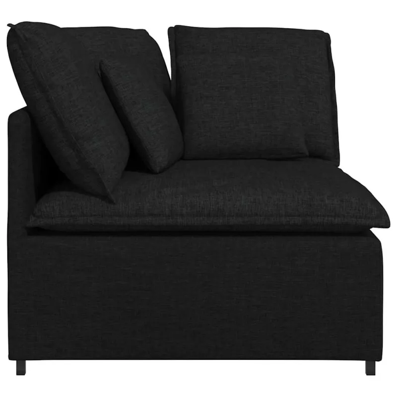 Modulinė kampinė sofa su pagalvėlėmis, juoda, 100 cm