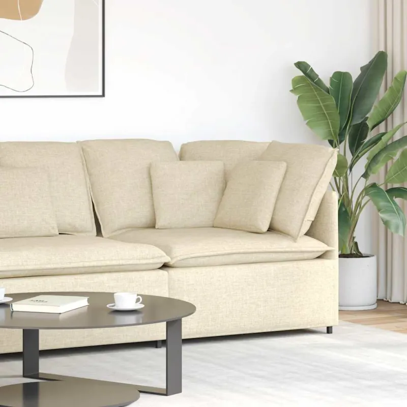 Modulinė kampinė sofa su pagalvėlėmis, kreminės spalvos, 100 cm