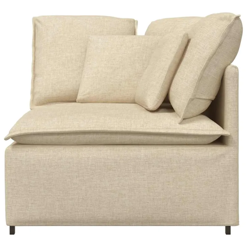 Modulinė kampinė sofa su pagalvėlėmis, kreminės spalvos, 100 cm