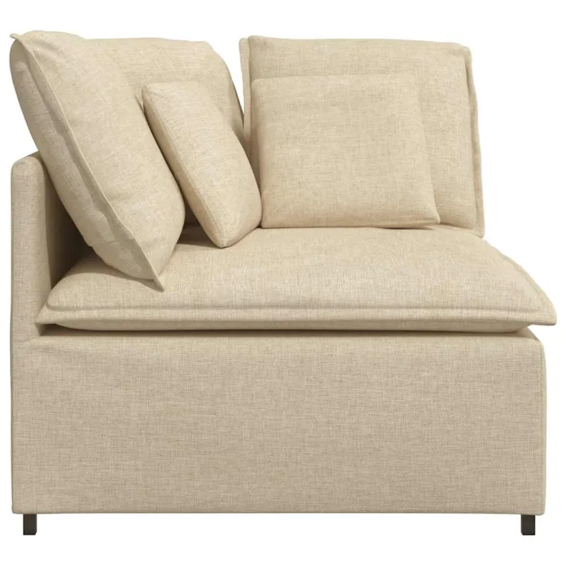 Modulinė kampinė sofa su pagalvėlėmis, kreminės spalvos, 100 cm