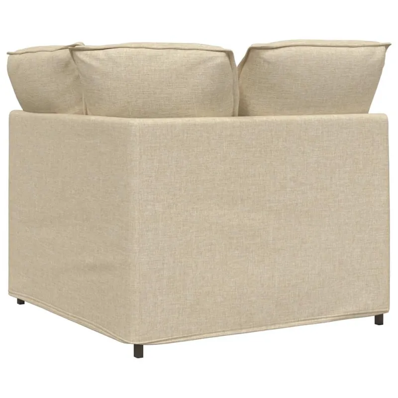 Modulinė kampinė sofa su pagalvėlėmis, kreminės spalvos, 100 cm