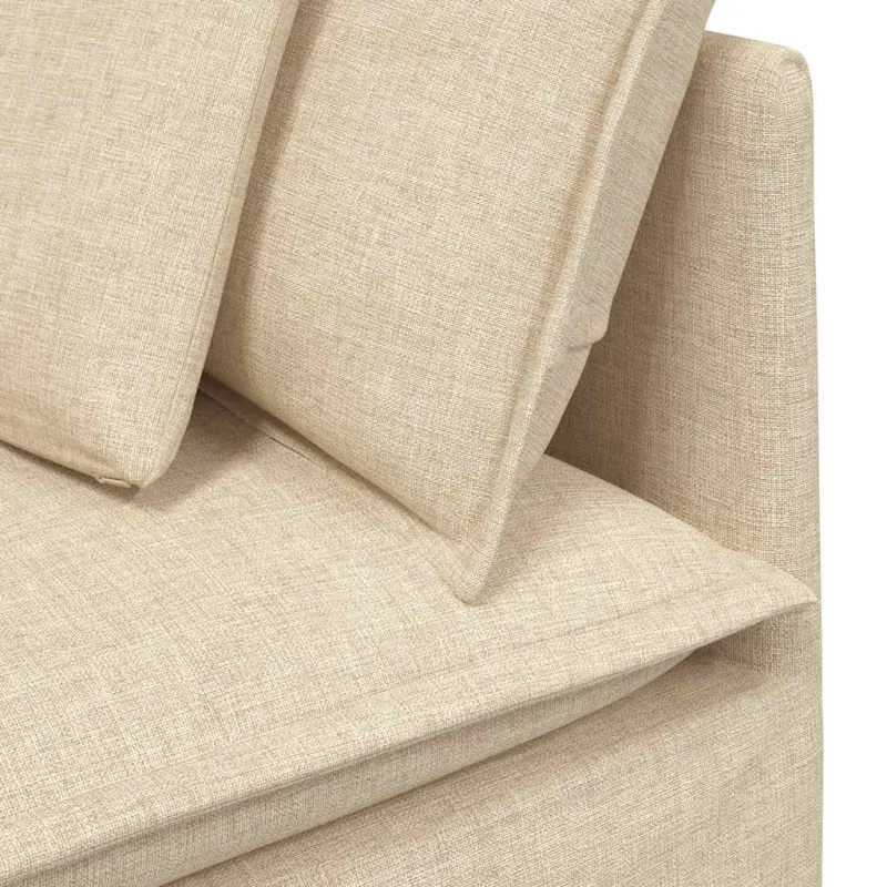 Modulinė kampinė sofa su pagalvėlėmis, kreminės spalvos, 100 cm