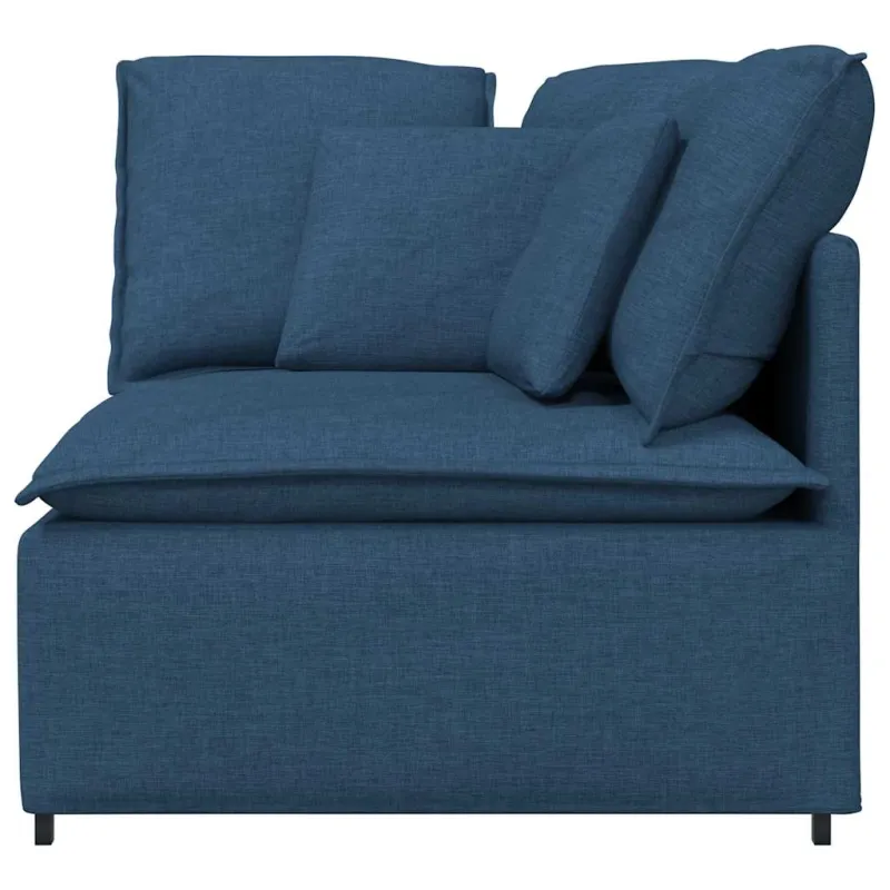 Modulinė kampinė sofa su pagalvėlėmis, mėlyna, 100 cm