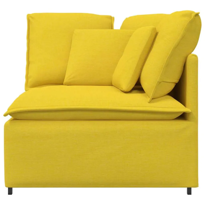 Modulinė kampinė sofa su pagalvėlėmis, šviesiai geltona, 100 cm