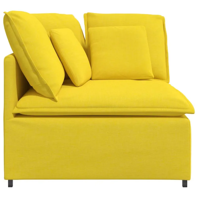 Modulinė kampinė sofa su pagalvėlėmis, šviesiai geltona, 100 cm