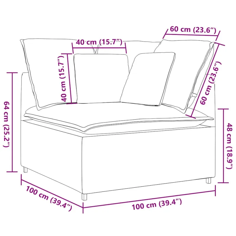 Modulinė kampinė sofa su pagalvėlėmis, džinsinės mėlynos spalvos, 100 cm