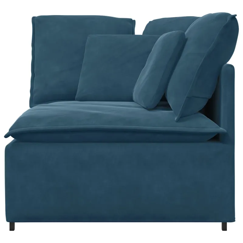 Modulinė kampinė sofa su pagalvėlėmis, mėlyna, 100 cm