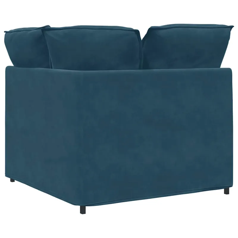 Modulinė kampinė sofa su pagalvėlėmis, mėlyna, 100 cm