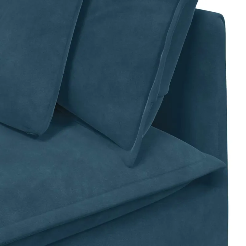 Modulinė kampinė sofa su pagalvėlėmis, mėlyna, 100 cm