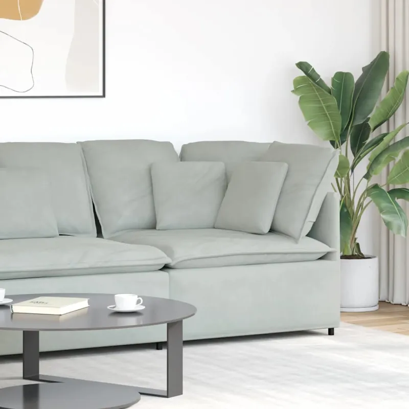 Modulinė kampinė sofa su pagalvėlėmis, šviesiai pilka, 100 cm
