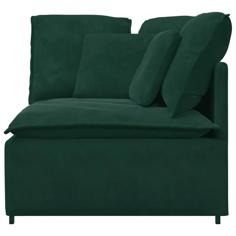 Modulinė kampinė sofa su pagalvėlėmis, tamsiai žalia, 100 cm