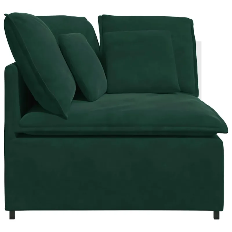 Modulinė kampinė sofa su pagalvėlėmis, tamsiai žalia, 100 cm