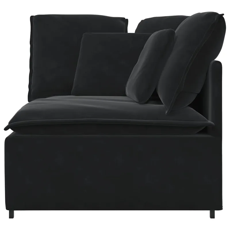 Modulinė kampinė sofa su pagalvėlėmis, juoda, 100 cm