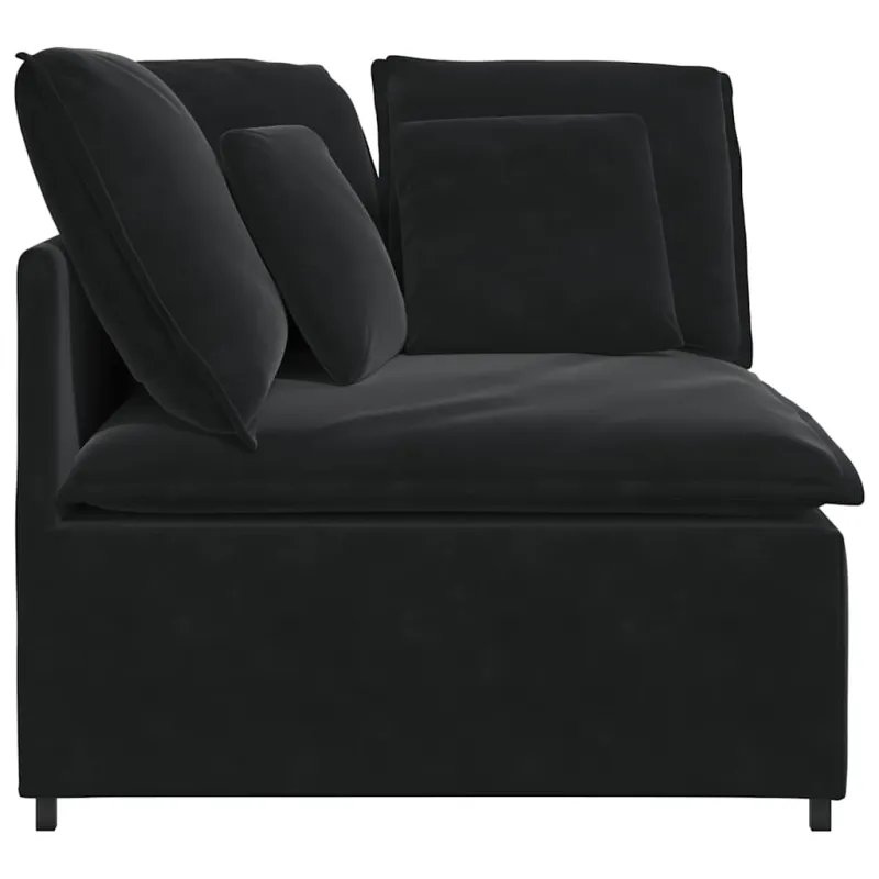 Modulinė kampinė sofa su pagalvėlėmis, juoda, 100 cm