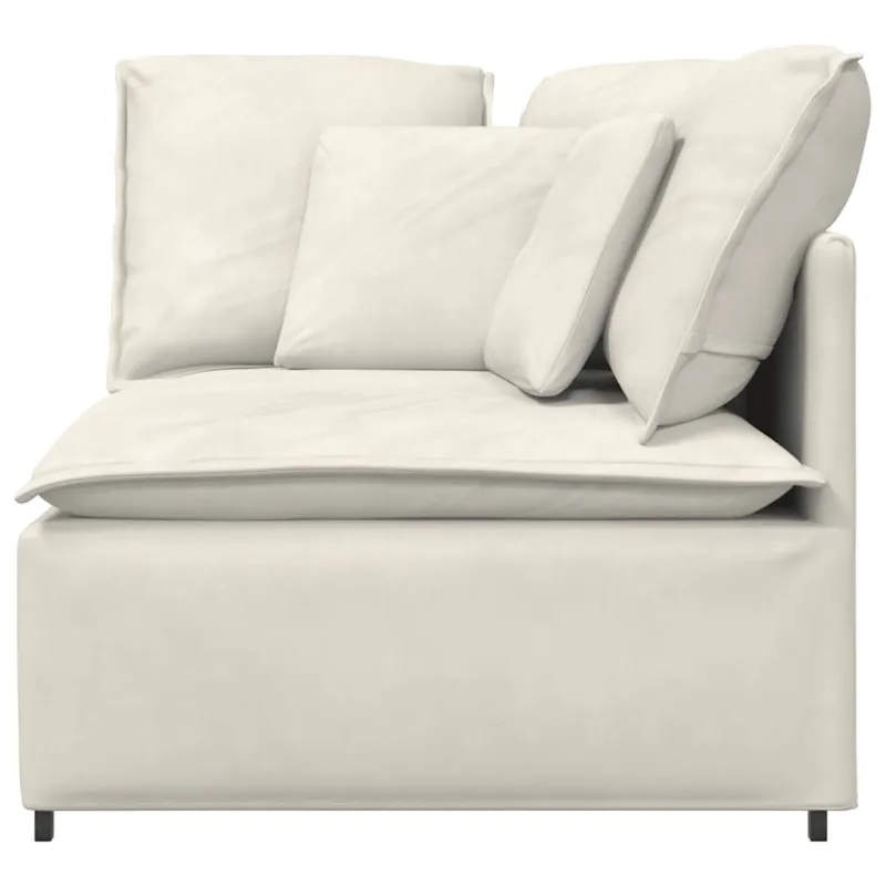 Modulinė kampinė sofa su pagalvėlėmis, kreminės spalvos, 100 cm