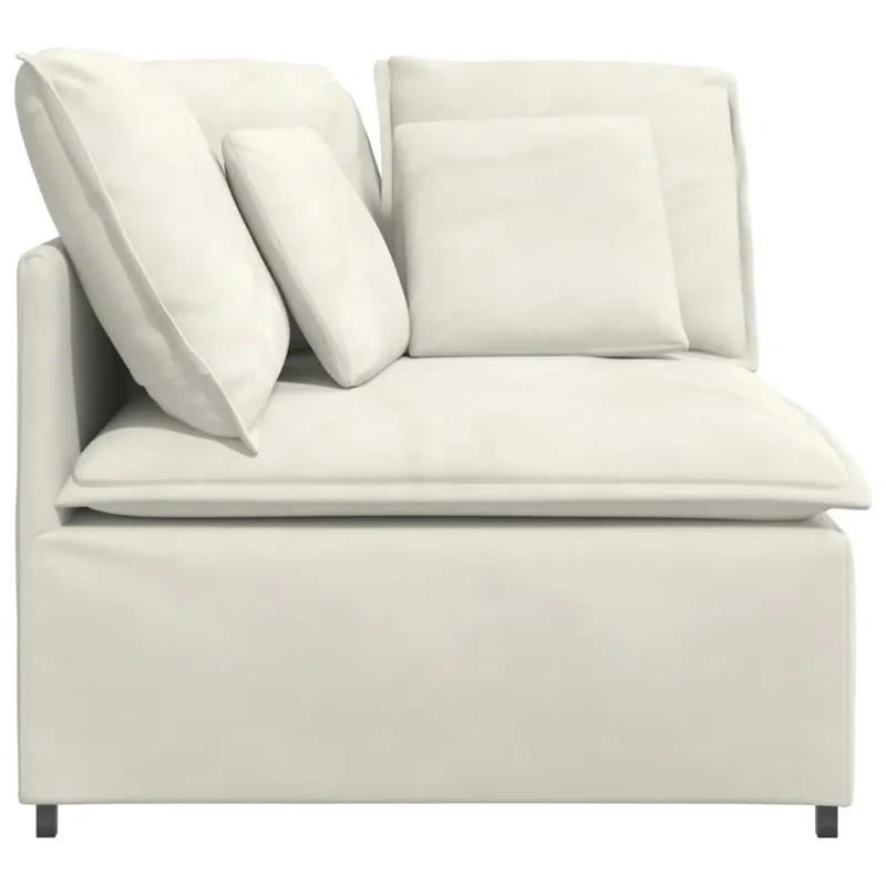 Modulinė kampinė sofa su pagalvėlėmis, kreminės spalvos, 100 cm