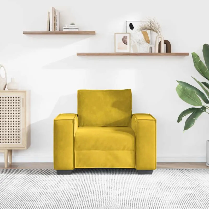 Sofa-kėdė, geltona, 100x78x84 cm, aksomas