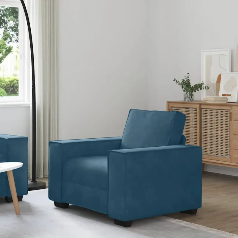 Sofa-kėdė, mėlyna, 100x78x84 cm, aksomas