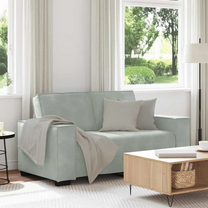 Dvivietė sofa, šviesiai pilka, 160x78x84 cm, aksomas