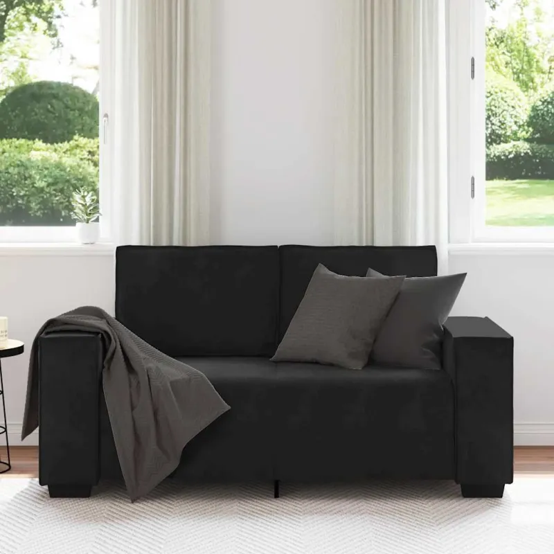 Dvivietė sofa, juoda, 160x78x84 cm, aksominė