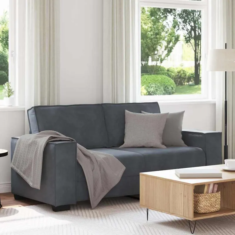 Dvivietė sofa, tamsiai pilka, 180x78x84 cm, aksomas