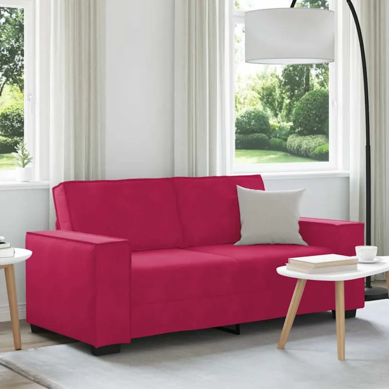 Dvivietė sofa, vyno raudonumo, 180x78x84 cm, aksominė