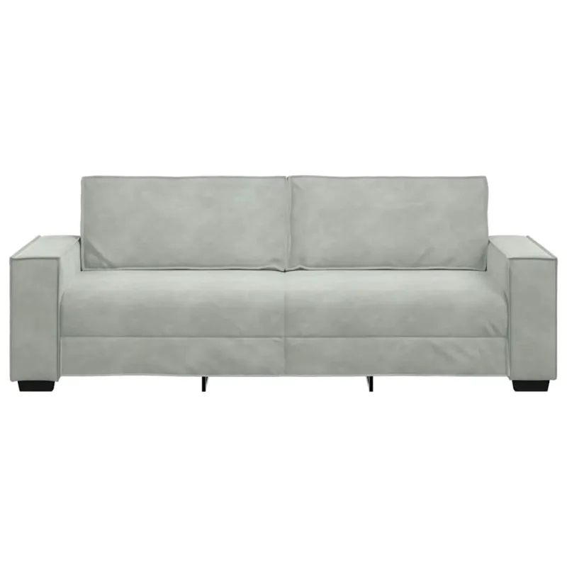 Trivietė sofa, šviesiai pilka, 220x78x84 cm, aksomas