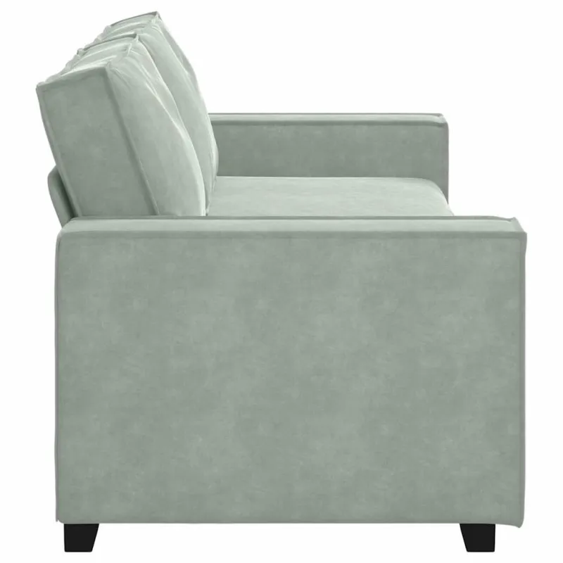 Trivietė sofa, šviesiai pilka, 220x78x84 cm, aksomas