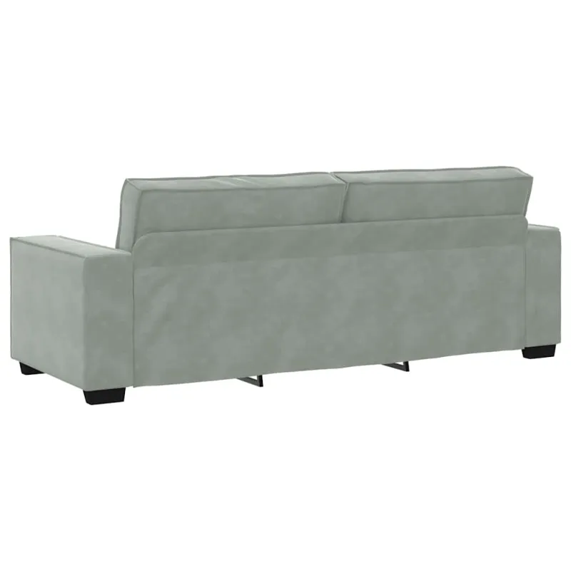 Trivietė sofa, šviesiai pilka, 220x78x84 cm, aksomas