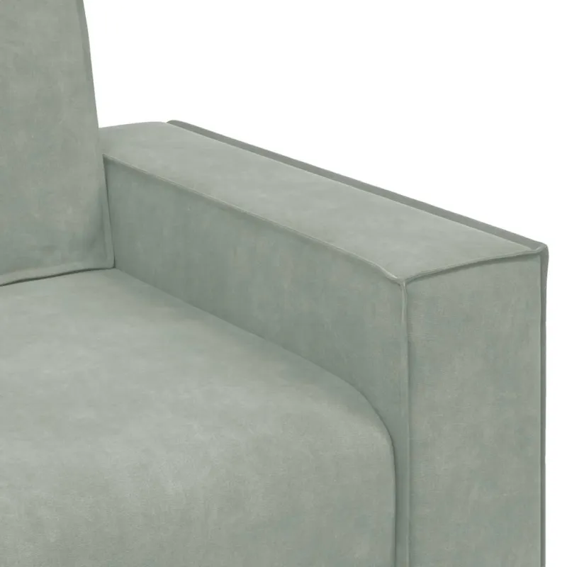 Trivietė sofa, šviesiai pilka, 220x78x84 cm, aksomas