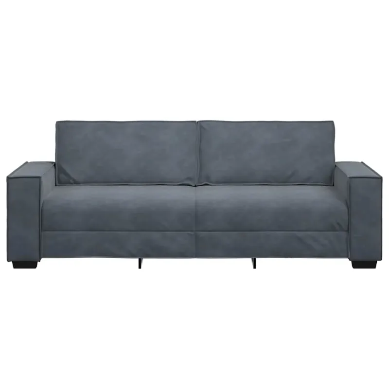 Trivietė sofa, tamsiai pilka, 220x78x84 cm, aksomas